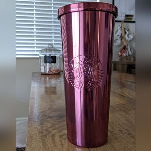 Starbucks tumbler, pink chrome